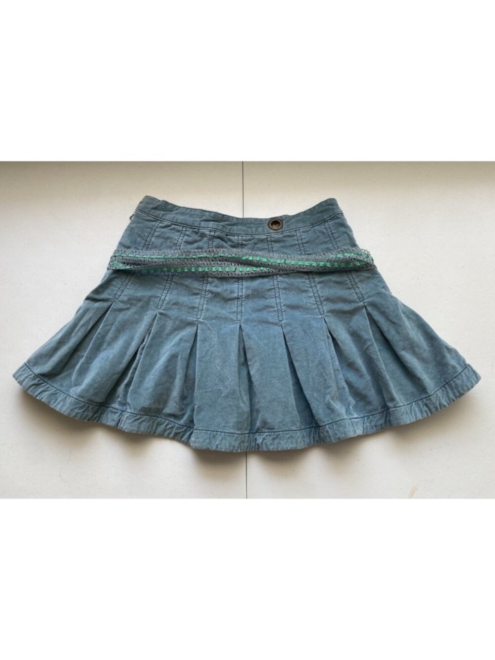 Free People Skirt Women's 2 Blue Pleated Zip Belted Casual Suede Short y2k